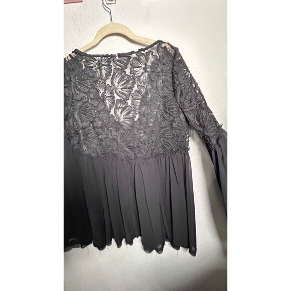 NEW Free People Magdalene Crochet Tunic Lace Top Black Small Boho Femme Goth - Picture 9 of 11